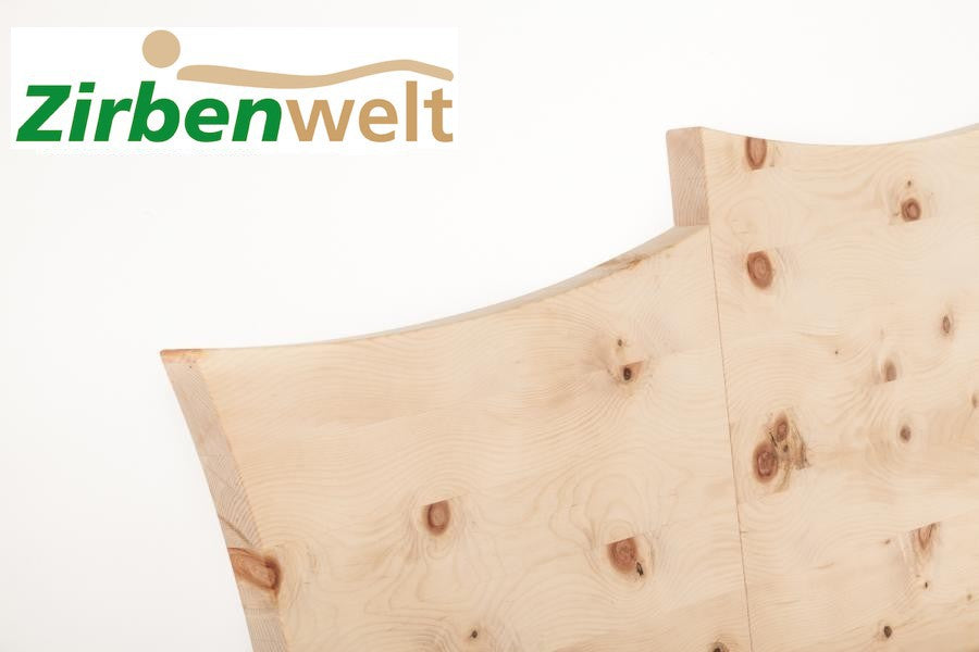 Zirbenbett Doppelbett Modell Sun | Ein wahrer Hingucker Zirbenholz Zirbenholzmöbel Möbel aus Zirbenholz Zirbenvollholz Zirbenwelt handgefertigte Möbel