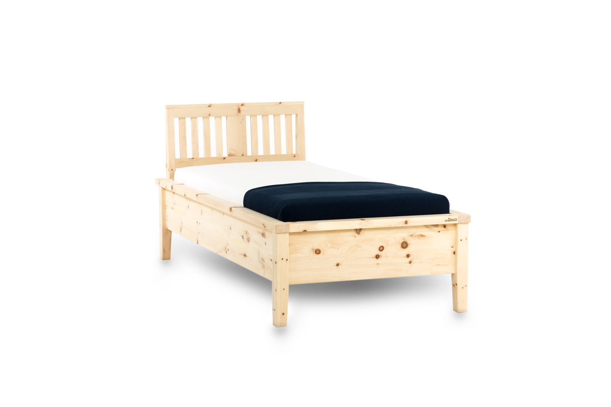 Zirbenbett Einzelbett Modell Life | Zeitlose Eleganz Zirbenholz Zirbenholzmöbel Möbel aus Zirbenholz Zirbenvollholz Zirbenwelt handgefertigte Möbel