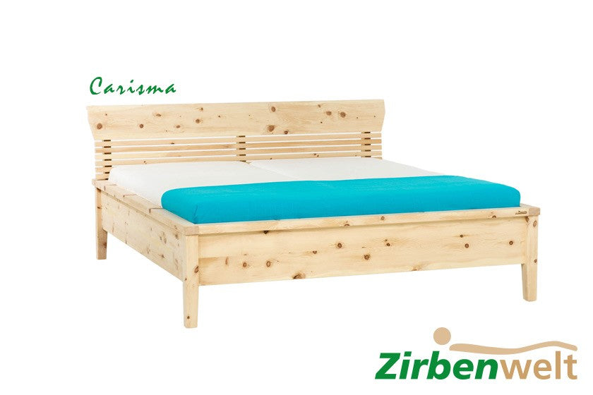 Zirbenbett Doppelbett Modell Carisma | Ein ästhetisches Statement Zirbenholz Zirbenholzmöbel Möbel aus Zirbenholz Zirbenvollholz Zirbenwelt handgefertigte Möbel
