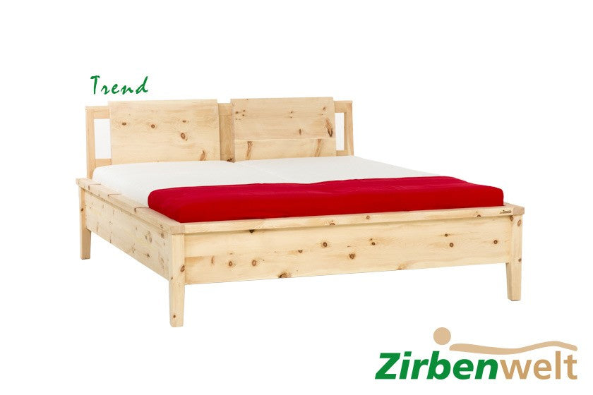Zirbenbett Doppelbett Modell Trend | Frischer Look im Schlafzimmer Zirbenholz Zirbenholzmöbel Möbel aus Zirbenholz Zirbenvollholz Zirbenwelt handgefertigte Möbel