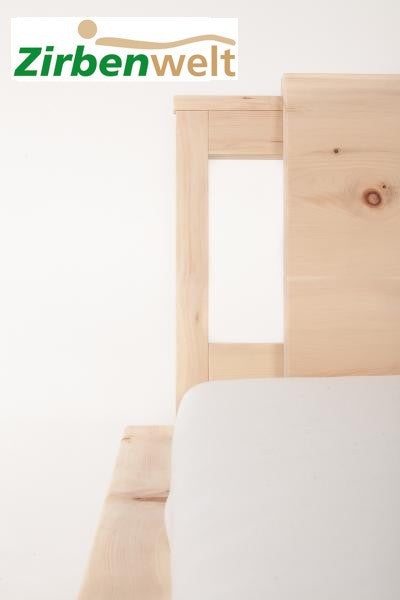 Zirbenbett Einzelbett Modell Trend | Frischer Look im Schlafzimmer Zirbenholz Zirbenholzmöbel Möbel aus Zirbenholz Zirbenvollholz Zirbenwelt handgefertigte Möbel