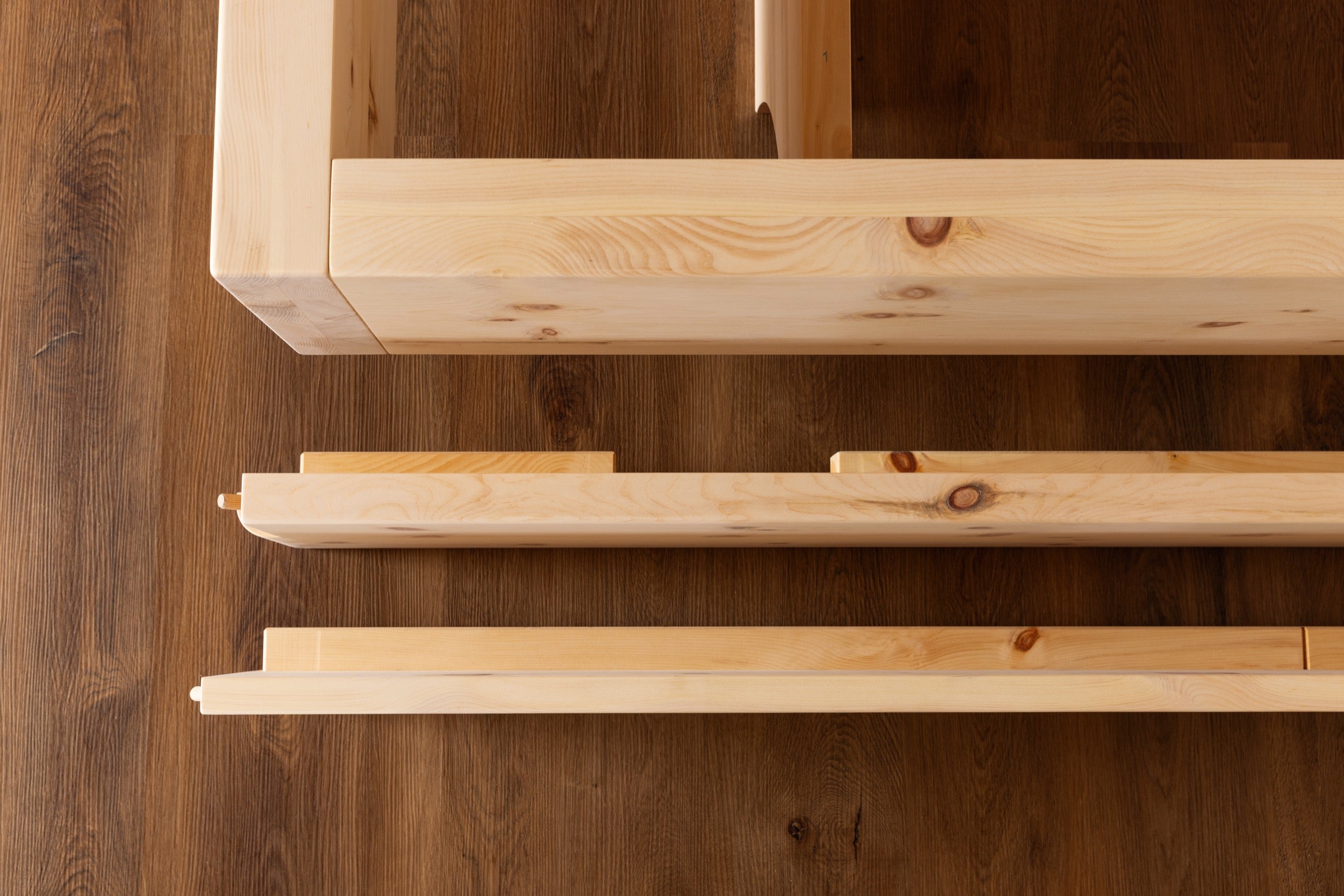 Holzstaerke vergleich von verschiedenen Dicke 30mm 40mm und 80mmn Ansicht von oben